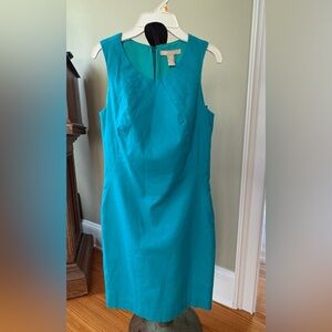 Banana Republic Blue Sleeveless Sheath Dress Scoop Neck Work